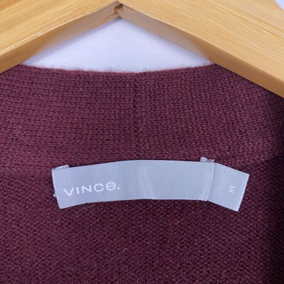 VINCE Boiled Cashmere Cardigan Sweater in Dahlia Wine XS - Picture 5 of 9